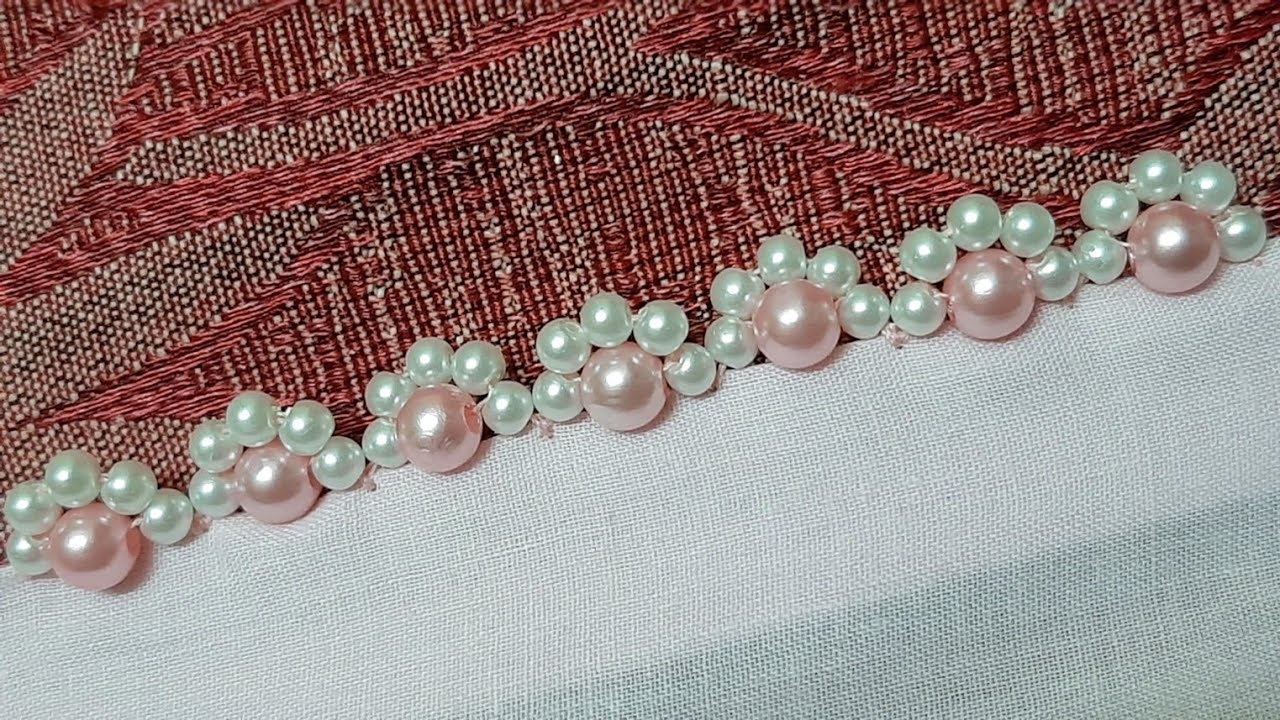 Pearl Lace Edge  Bead Border Design (Hand Embroidery Work) 