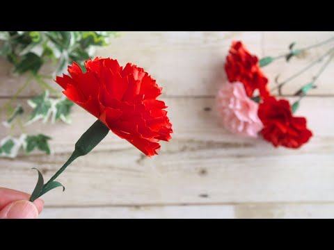 紙で作る本物そっくりなカーネーションの作り方【母の日】 - DIY How to Make Paper Carnation Flowers