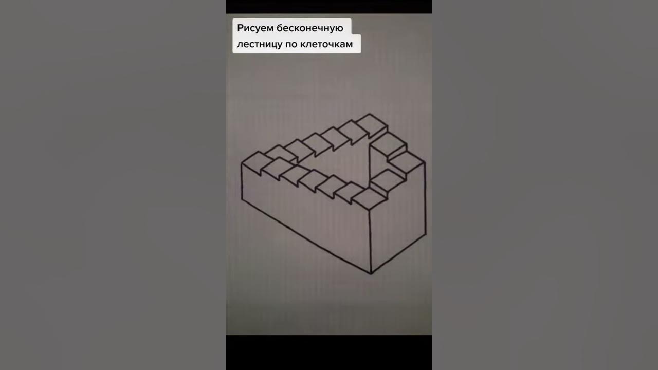 Можно нарисовать бесконечную. Рисунки по клеточкам бесконечная лестница. бесконечная лестница рисунок. как нарисовать бесконечную лестницу. рисунки с помощью кубиков.