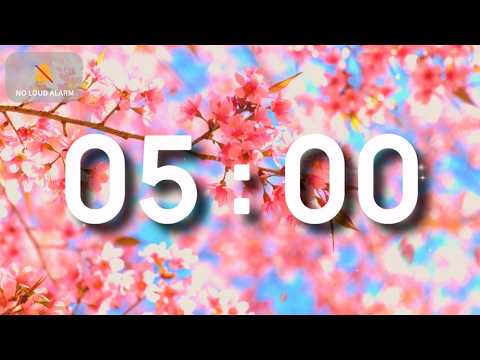 5 Minute Timer with Music for Classroom Relaxing - Spring Cherry Blossoms | NO Loud Alarm