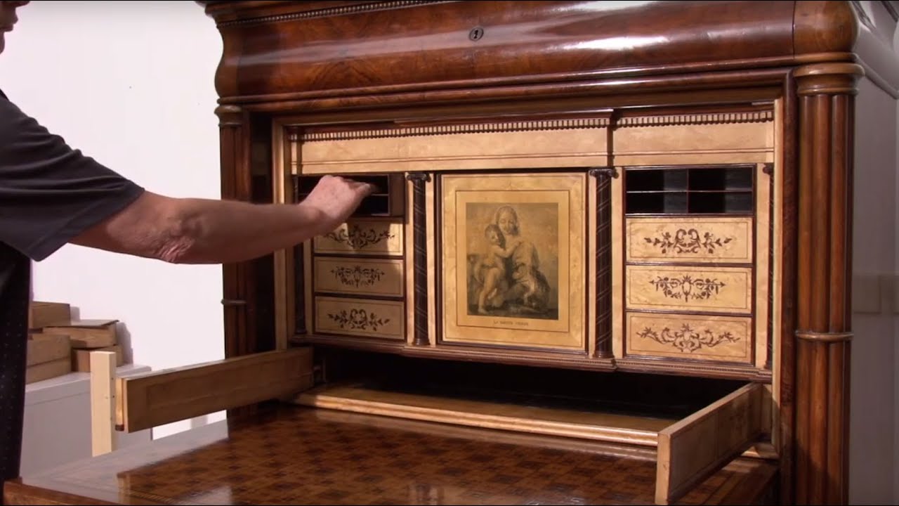 Antikes Möbel Modell Möbel Sekretär Geheimfach mit Briefen c1790