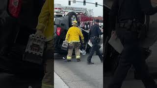SUV lands upside down after a crash. #clovis #police