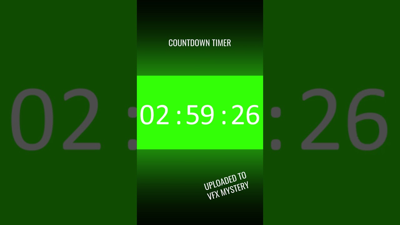 4K Minimalist 3 Hour Countdown Timer Green Screen 