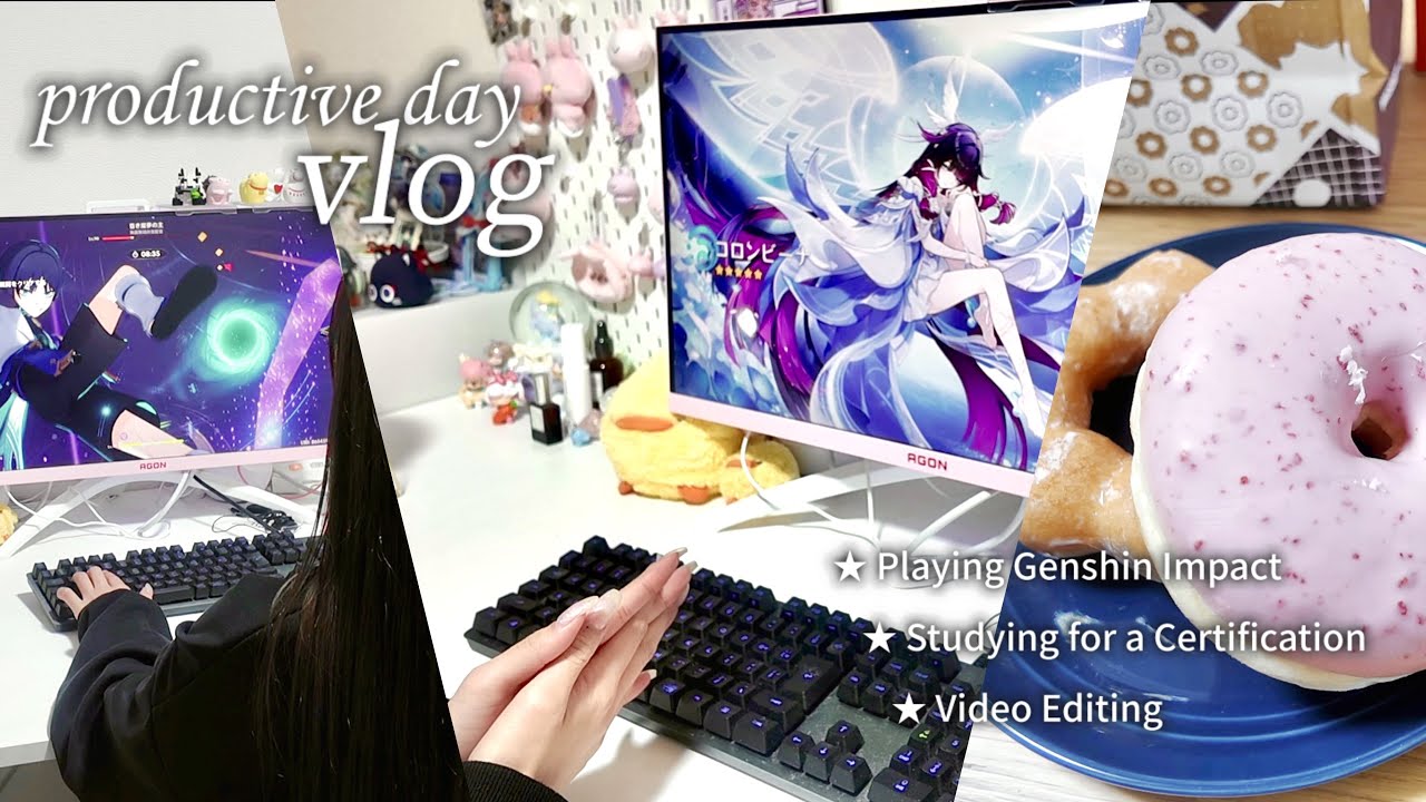 [vlog] 自己肯定感高める休日⛄ひたすら原神＆ガチャ🎮資格勉強✍動画編集🎬