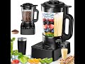 Blenders for Kitchen with Heating, PRASKY 1000W 55oz Glass Blender, 25000 RPM High