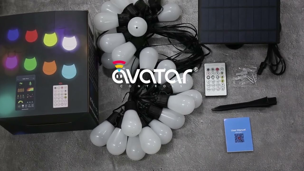 AvatarControls Solar Outdoor String Lights Multicolor 48ft