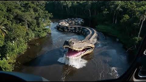 Giant anaconda caught on Amazon!#trendingreels #ai #amazon #anaconda#viral