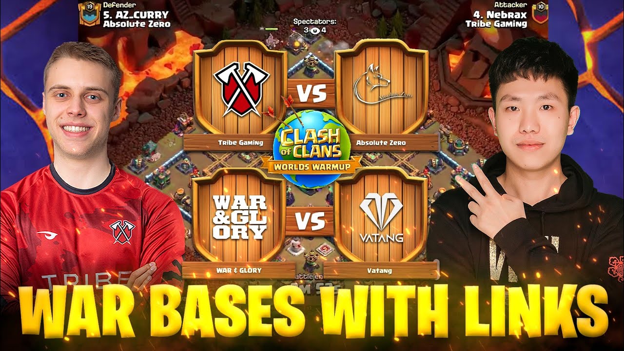 Top 10 Th14 War Bases | WAR & GLORY VS VATANG | Tribe Gaming VS Absolute Zero | Worlds Warmup Day 1|