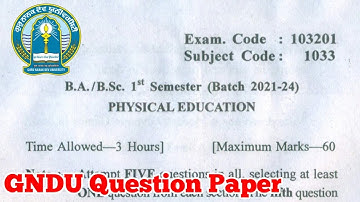 Gndu BA / Bsc 1st Semester Physical Education Question Paper || Physical Education Paper 2021