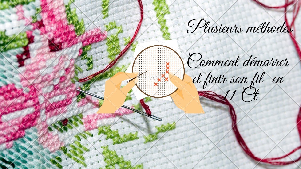 Comment démarrer et finir son fil en 11Ct #pointdecroix #broderie #aida #crossstitch