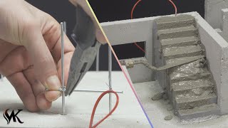 How To Build a Amazing House(model) #2. - cement stairs &amp; wall.