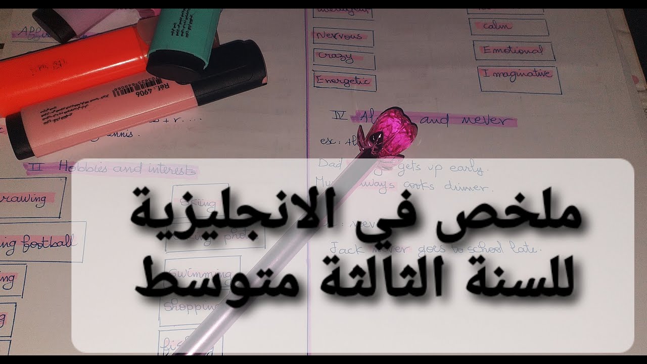 ملخص دروس الانجليزية الفصل الثاني للسنة الثالثة متوسط(ability and inability adverb of frequency....)