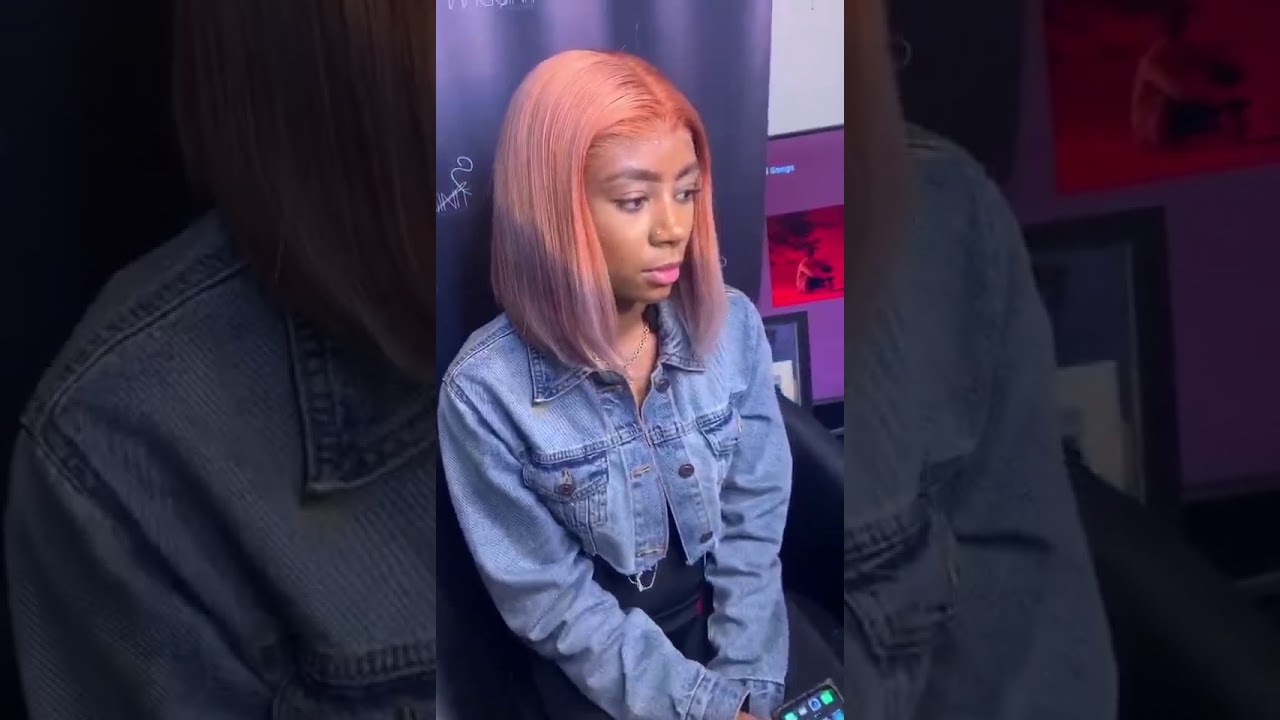 BeQueen Hair Color Orange Blue Straight 13x6 Front Lace Short Bob Wig Human Hair Wigs