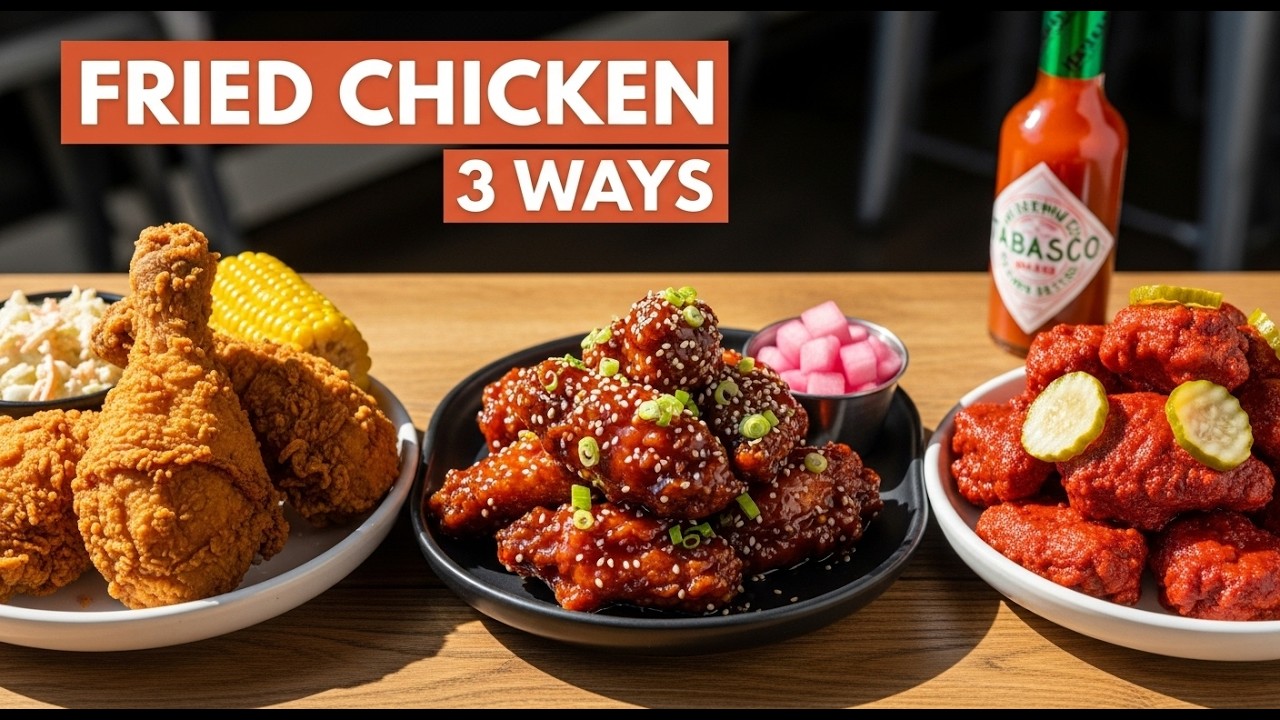 Fried Chicken 3 Ways 🍗 Southern, Korean & Nashville Hot | CooklyEats
