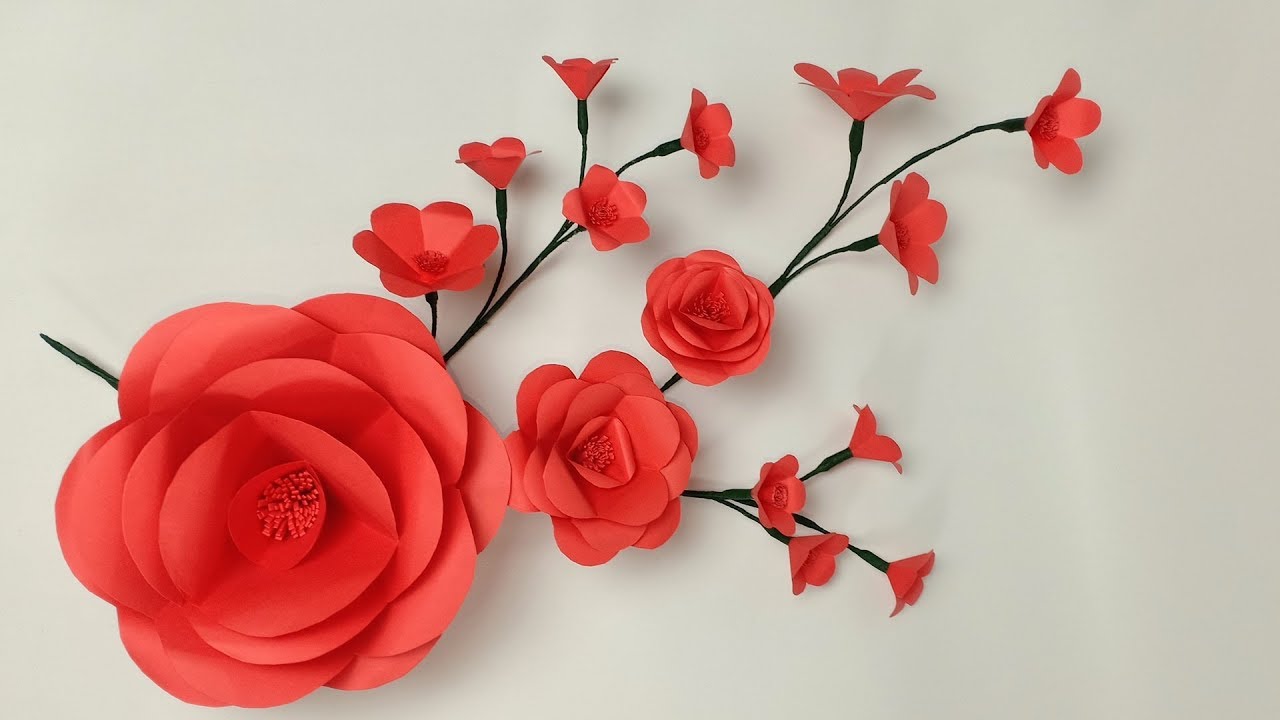 DIY Paper FLower Wall Decoration Ideas, How to Make Paper Flowers Wall  Hanging