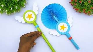 DIY Paper Magic Wand Fan | Handmade Paper Fairy Magic Wand With Fan | Paper Crafts For School