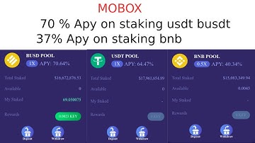 mobox ,  stake and earn upto 70% apy on usdt/busd , 40% on bnb