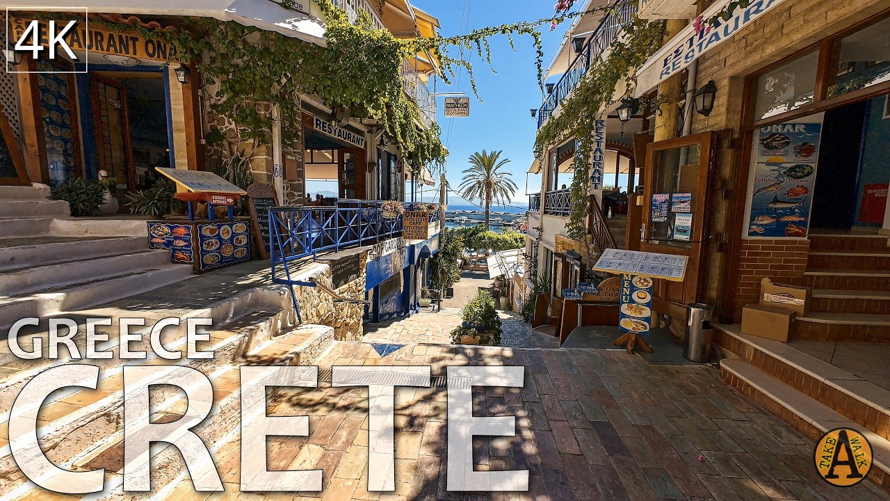 Crete, Greece, Agia Galini - Relaxing Walk in the Seaside Village for Mental Calm & De-stressing, 4K