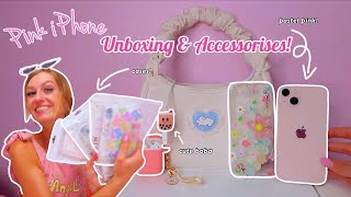 Unboxing The New *Pink* Iphone 13📱🌸🛼 + Cute Aesthetic Kawaii Accessories🫢🎀🧋(Asmr)