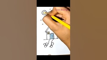 House Drawing Easy | House Scenery Drawing #shorts #taurusdrawings #drawing #housedrawing