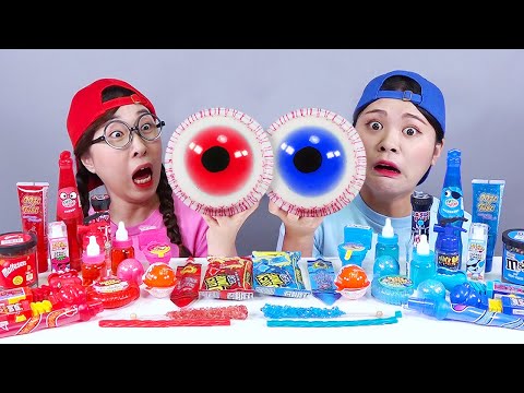 ความท้าทายด้านอาหารสีแดง VS สีน้ำเงิน โดนา DONA Mukbang