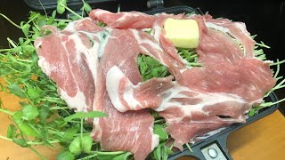 豆苗が伸びまくったので豚肉生姜焼きしてハイボールをキメるだけの動画