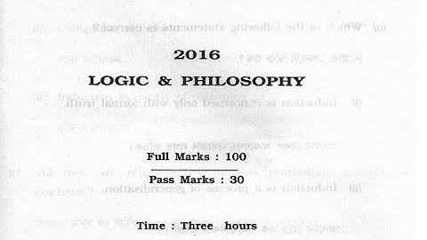 LOGIC & PHILOSOPHY QUESTION PAPER OF ASHEC 2016 EXAM