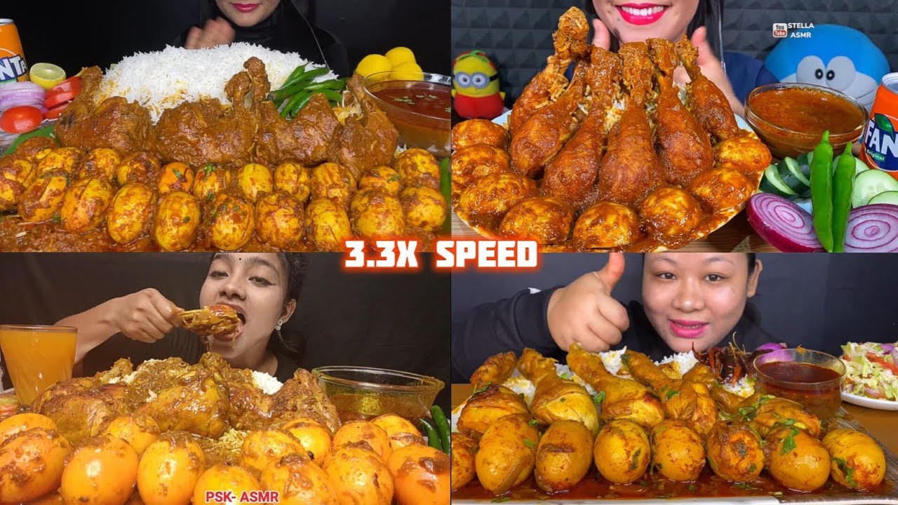 ASMR: Eating Chicken leg and Egg Curry Eating Challenge 😍😋 basmati rice with extra gravy Mukbang