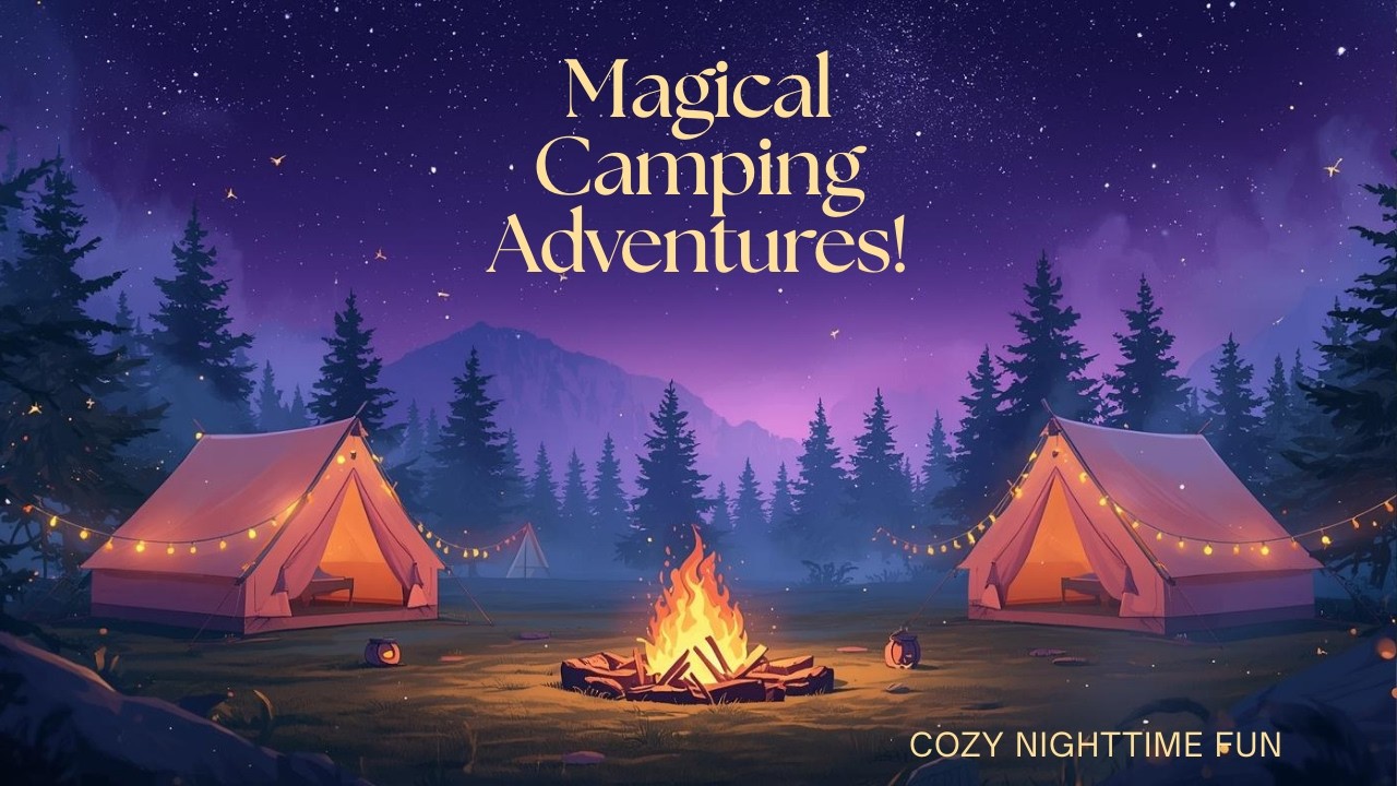 Kids Bedtime Camping Story 🏕️ | Bedtime Story with Campfire & Stars | calming video | Doodle Toons