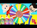 Spin The Wheel Challenge with The Incredibles 2 Jack Jack and PJ Masks Romeo &amp; Glue Slime Colours