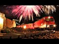 Gartenbahn mit feuerwerk  silvesterfahrten