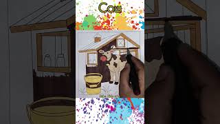 Cow Coloring 🐄 for kids #art #artshorts #shortsfeed