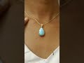 18K Gold Larimar Teardrop Pendant Necklace 💎 | Minimal Ocean Blue Stone Jewelry for Women |