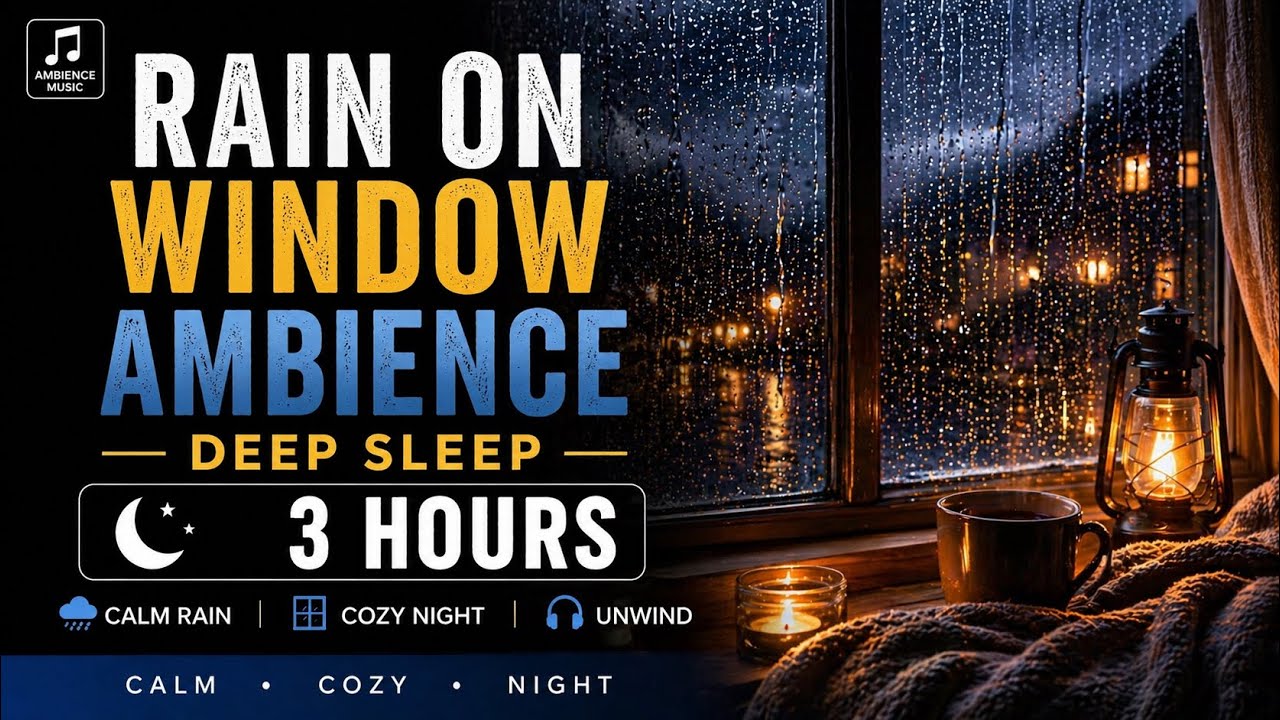Rain on Window Ambience Sleep Sound for Deep Sleep | Cozy Night Rain (3 ...