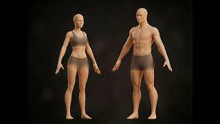 Stylized Realistic Human Base Mesh Set - Male & Female (A-Pose) - 3D Character Model