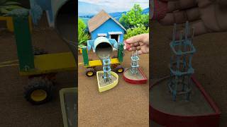 😱 Real Working Mini Tractor Making Cement Pillar | Amazing DIY Construction Machine 🚜 #shorts