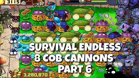Plants vs Zombies Survival Endless 60 Flags Part 6 | 8 Cob Cannons