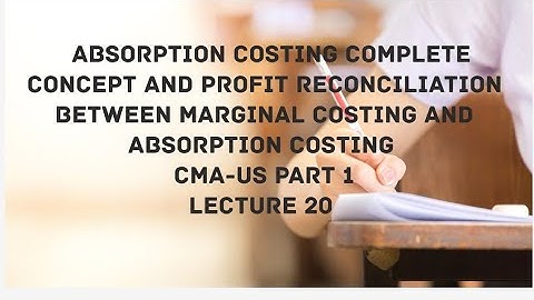 Absorption Costing with Practice Questions | Profit Reconciliation | CMA (US)-PART 1-Lect 20