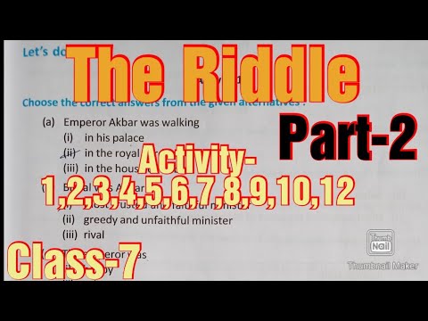 The Riddle//class-7// Activity-1,2,3,4,5,6,7,8,9,10,12 solved// Part-2.