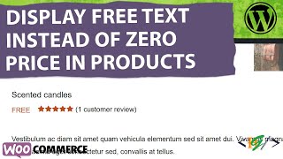 How to Display FREE Text Instead of $0.00 / Zero Price in Products in WooCommerce WordPress How to Display FREE Text Instead of $0.00 / Zero Price in Products in WooCommerce WordPress