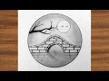 Easy drawing ideas for beginners / easy circle drawing / easy and simple circle scenery drawing