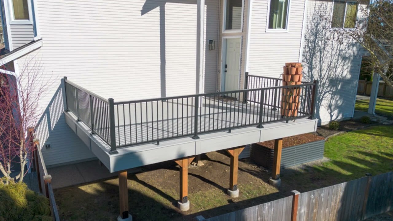 Snohomish, WA TimberTech Advanced PVC Deck Build with Impression Rail Aluminum Railing
