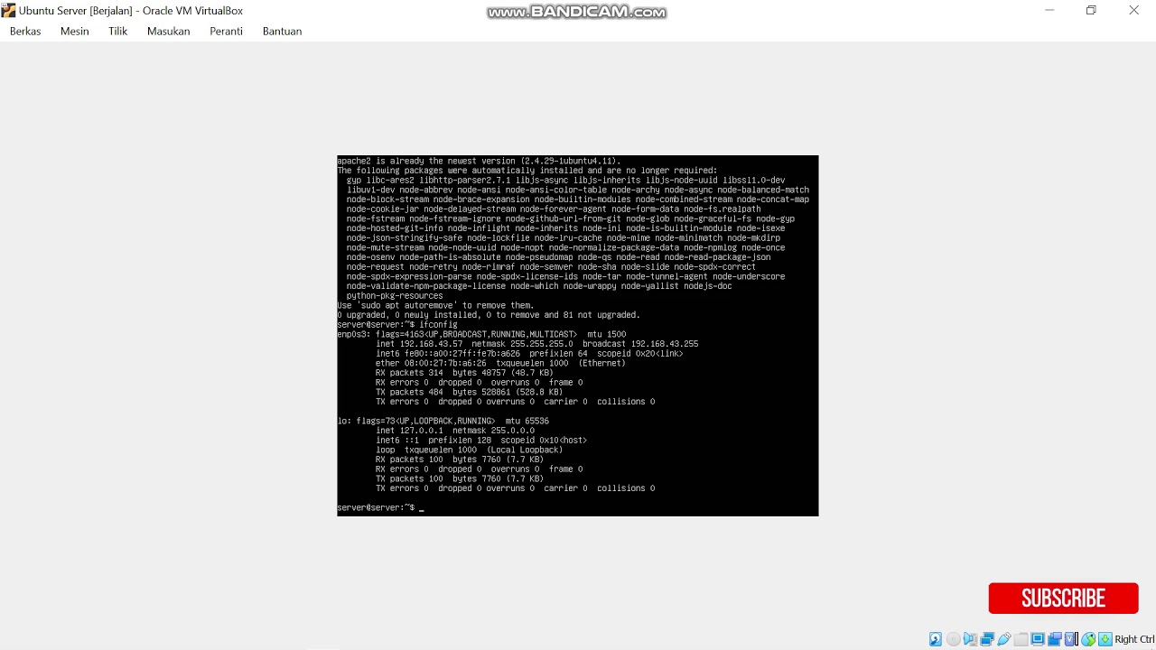 Membuat Web Server di Ubuntu Server ( Virtual Box ) - YouTube
