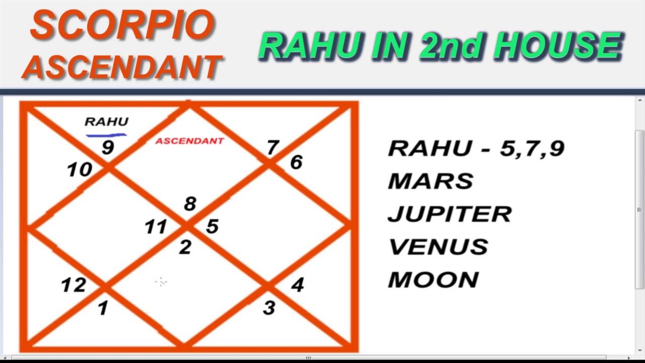 SCORPIO ASCENDANT RAHU IN SECOND HOUSE ( 2nd House ) YouTube