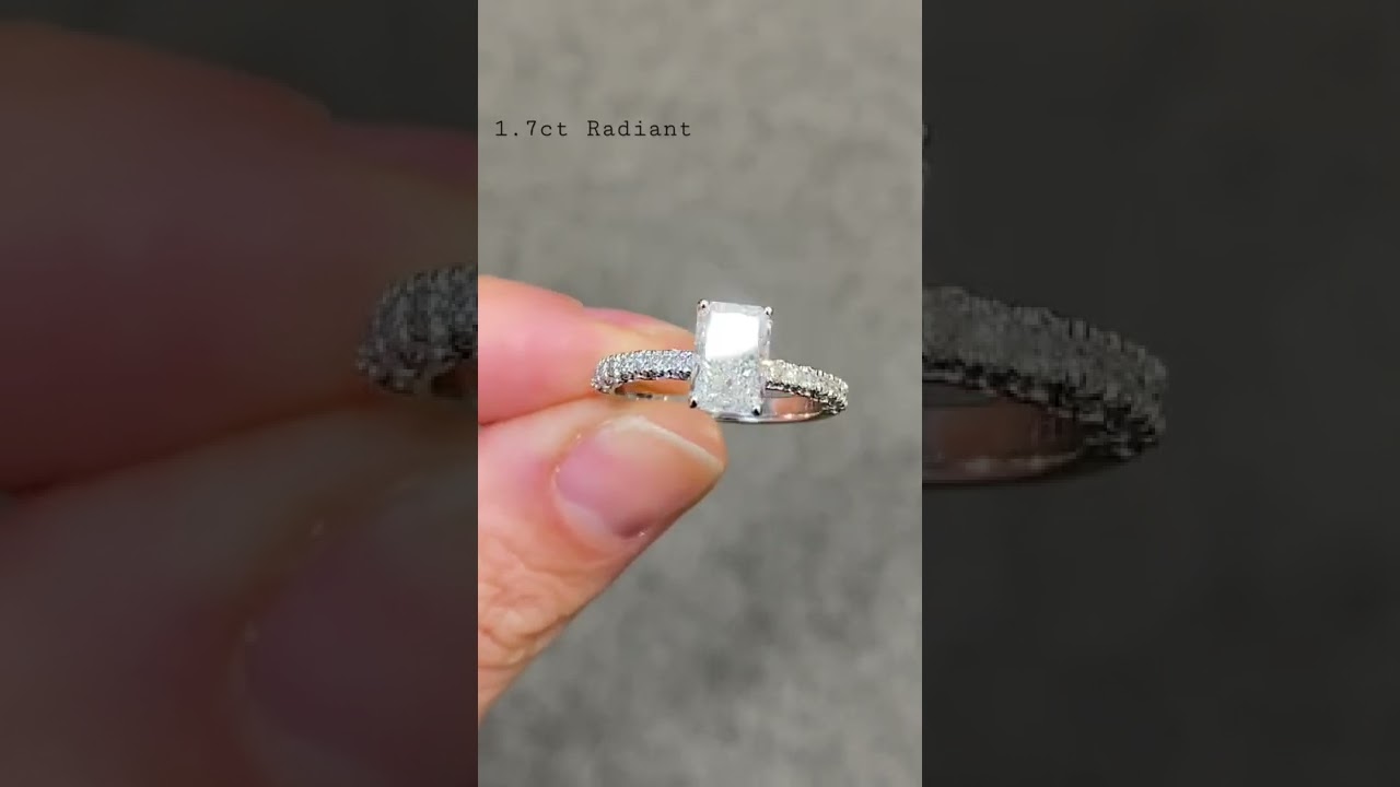 1.7-carat Radiant Diamond Engagement ring with 0.75-carat on the shoulders