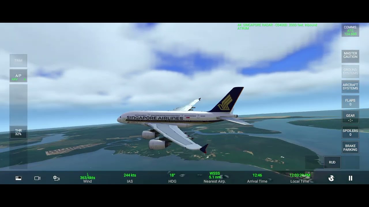 RFS - Real flight simulator - Singapore to Kuala Lumpur|FullFlight|A380|SingaporeAirlines|RealRoute