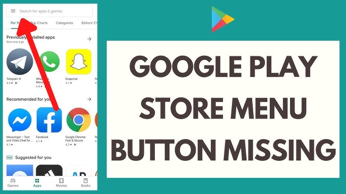 Play Store Menu Button Missing | Google Play Store 3 Dots Not Showing -  Youtube