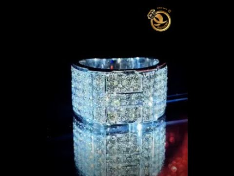 Nhẫn Kim Cương nam VÀNG TRẮNG full MOISSANITE chữ H