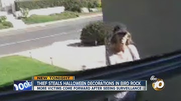 Woman caught on video stealing Halloween decorations