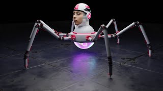 Robotic Mechanical Hexapod Cyborg, Armature Animation Made in Blender Render with Cycles